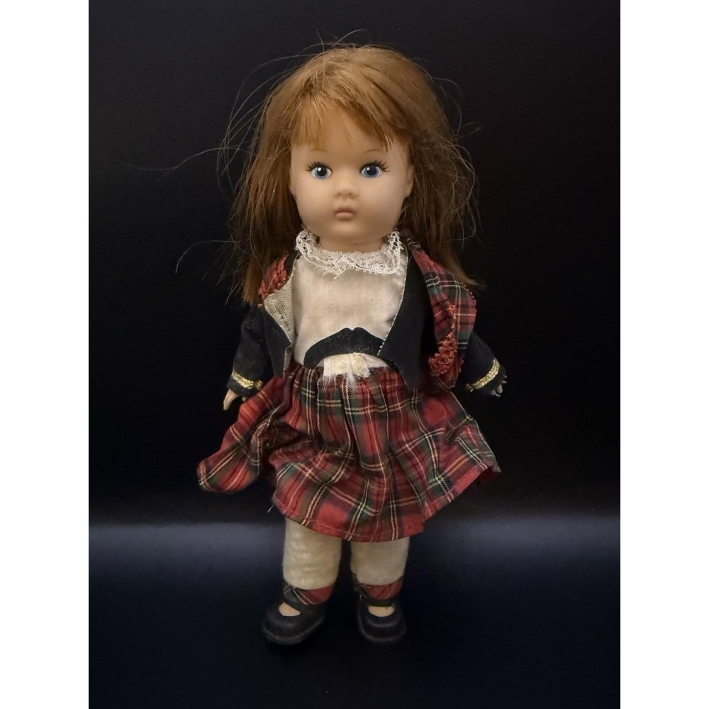 Vintage 1977 Vogue Ginny‎ Doll 8" Redhead Plaid Dress Open Eyes